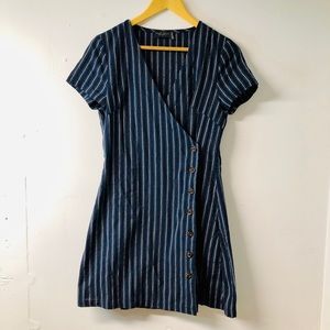 DRESS FORUM Los Angeles Blue Striped Wrap Dress